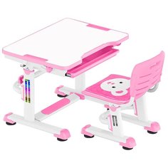 Комплект Anatomica Punto: детская парта, стул и выдвижной ящик белый/розовый