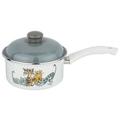 Ковш Agness Озорные коты, 1.5 л, белый/серый