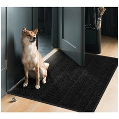 Коврик придверный Велий Уран черный 60*90/ влаговпитывающий коврик/ковер в дом/в прихожую/коврик в коридор/ на ПВХ/резиновый/ не скользящий