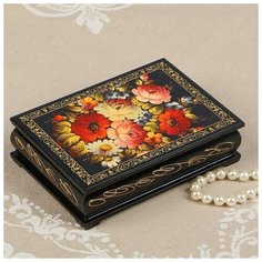 Шкатулка «Цветочная роспись», 10×14 см, лаковая миниатюра 2566831 Сима ленд