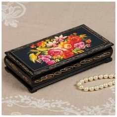 Шкатулка - купюрница «Полевые цветы», 8,5×17см, лаковая миниатюра 2431107 Сима ленд