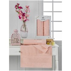 11220-Пудра ELMAS махра (50х90+70х140 ) в коробке Набор полотенец TWO DOLPHINS