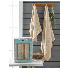 10165 Бежевый ELEGANT (50х90+70х140 ) в коробке Набор полотенец MERZUKA