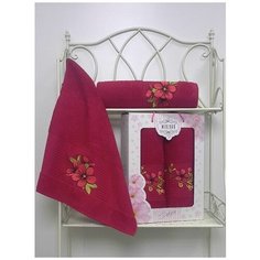 Бордовый IRIS арт.9520 (50х80+70х130 ) в коробке Набор полотенец MERZUKA