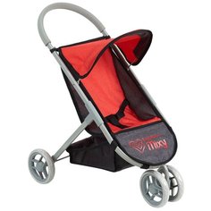 Детская игрушечная прогулочная трехколесная коляска Buggy Boom для кукол Mixy 8024 с козырьком и корзиной, красный