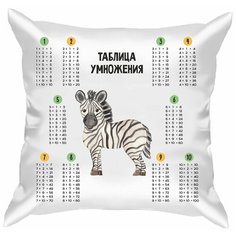 Подушка атласная таблица умножения "Африканские животные 7", сетка 1, 40х40 см, "Дарите подарок", pillow_multiplication_table_1_african_animals_7 ДАРИТЕПОДАРОК.РФ