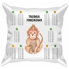 Подушка атласная таблица умножения "Африканские животные 4", сетка 1, 40х40 см, "Дарите подарок", pillow_multiplication_table_1_african_animals_4 ДАРИТЕПОДАРОК.РФ