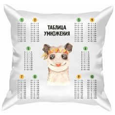 Подушка атласная таблица умножения "Мексиканские животные 7", сетка 1, 40х40 см, "Дарите подарок", pillow_multiplication_table_1_mexican_animals_7 ДАРИТЕПОДАРОК.РФ