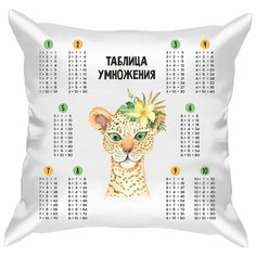Подушка атласная таблица умножения "Мексиканские животные 4", сетка 1, 40х40 см, "Дарите подарок", pillow_multiplication_table_1_mexican_animals_4 ДАРИТЕПОДАРОК.РФ