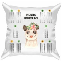 Подушка атласная таблица умножения "Мексиканские животные 3", сетка 1, 40х40 см, "Дарите подарок", pillow_multiplication_table_1_mexican_animals_3 ДАРИТЕПОДАРОК.РФ