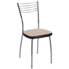 Стул Домотека Омега 1, металл/искусственная кожа, цвет: B1/B4 бежевый (слоновая кость)/черный