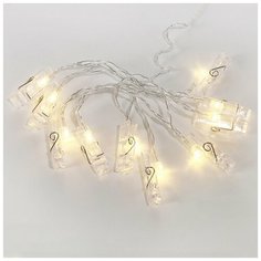 Гирлянда NEON-NIGHT Прищепки, 304-005, 150 см, 10 ламп, теплый белый/прозрачный провод