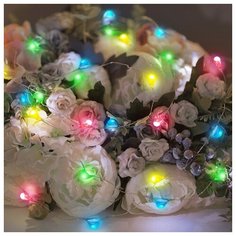 Гирлянда NEON-NIGHT Роса с крупными каплями, 302-009, 200 см, 20 ламп, мультиколор/прозрачный провод