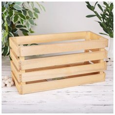 Ящик Интерьерный ДЕРЕВЯННЫЙ реечный 460х200х230мм Тонированный в лак 4967136 Сима ленд