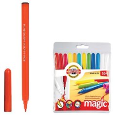 Фломастеры KOH-I-NOOR "Magic", 12 шт, 10 цв + 2 стирающих, смываемые (771612AB01TE)