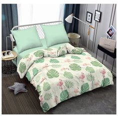 Постельное бельё Amore Mio Capoeira Поплин 2 сп. Зеленый/розовый/белый