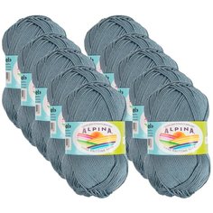 Пряжа Alpina Anabel, 100 % хлопок, 50 г, 120 м, 10 шт., №091 серо-т.синий