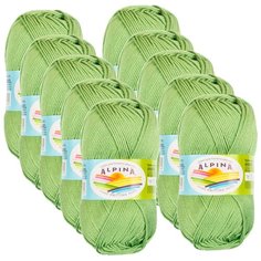 Пряжа Alpina Anabel, 100 % хлопок, 50 г, 120 м, 10 шт., №160 зеленый