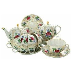 Сервиз чайный. Императорский фарфоровый завод. Форма Тюльпан. Рисунок Золотые травки. На 6 персон, 14 пердметов.