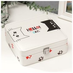 Шкатулка кожзам для украшений "Чёрный и белый кот" 6,5х18х18 см 5043772 Сима ленд