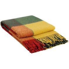 01-08 Желт/красн/зелен 200х220 Эльф плед новозеланд. шерсть Vladi