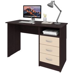 Письменный стол СитиМебель с тремя ящиками, ШхГ: 100х50 см, цвет: венге цаво/дуб молочный