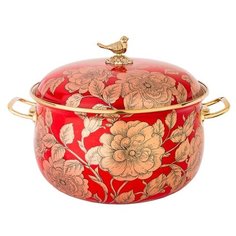 Кастрюля Agness Ренессанс, 4.8 л, красный/золотистый