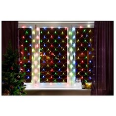 Гирлянда NEON-NIGHT Сеть, 180 LED, 180х150 см, 180 ламп, разноцветный/прозрачный провод