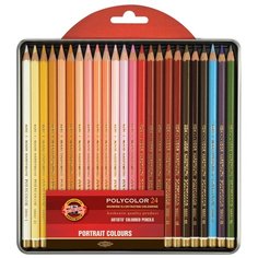 KOH-I-NOOR Карандаши цветные художественные Polycolor Portrait, 24 цвета (3824024014PL)