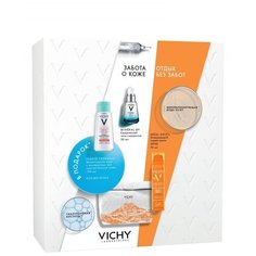 Набор VICHY Базовый уход в путешествии: Освежающий спрей-вуаль для лица SPF50, 75 мл + Ежедневный гель-сыворотка Mineral 89, 30 мл + Мицеллярная вода с минералами для чувствительной кожи 100 мл