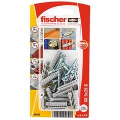 Дюбель для полнотелых материалов fischer с шурупом SX 5X25 , Блистер 20шт.