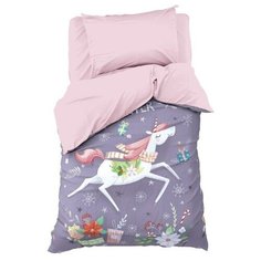 Постельное белье 1.5-спальное Этель Magical winter, бязь, 1 наволочка 50 х 70 см, розовый/фиолетовый