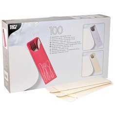 Куверт (конверт) для столовых приборов PAPSTAR ДхШ 235х72 мм с салфеткой КРЕМОВЫЙ 1 уп 100шт