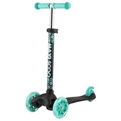 Самокат Трехколесный, со Светящимися Колесами, Черный с Бирюзой - MSC-B082005 Maxiscoo