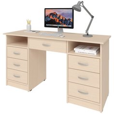 Письменный стол СитиМебель с 6 ящиками и дополнительным ящиком под столешницей, ШхГ: 140х50 см, цвет: дуб молочный