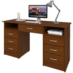 Письменный стол СитиМебель с 6 ящиками и дополнительным ящиком под столешницей, ШхГ: 140х50 см, цвет: орех экко