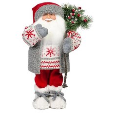 Фигурка Maxitoys Дед Мороз в свитере со снежинкой 32 см красный/серый