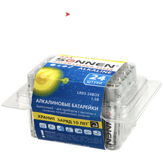 Батарейки КОМПЛЕКТ 24 шт, SONNEN Alkaline, ААА (LR03, 24А), алкалиновые, мизинчиковые, короб Sonnenschein
