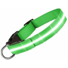 Светящийся ошейник для собак Goodly, светодиодный LED, зеленый, размер M, 30-38 см
