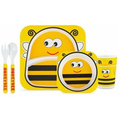 Набор детской посуды из бамбука Goodly Bamboo Пчёлка, 5 предметов, эко посуда