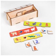 Деревянный сортер Лесная мастерская "Изучаем животных" 4 карточки, 16 фишек (4276015)