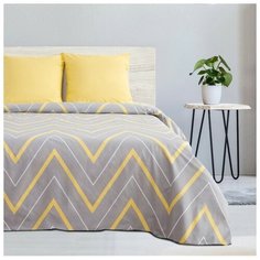 Постельное белье 2-спальное Этель Зигзаги, поплин, 2 наволочки 70 х 70 см, желтый/серый