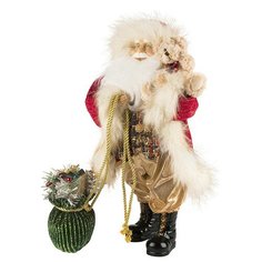 Фигурка Maxitoys Дед Мороз с зеленым мешком, 32 см красный/золотистый