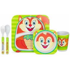 Набор детской посуды из бамбука Goodly Bamboo Белка, 5 предметов, эко посуда