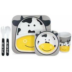 Набор детской посуды из бамбука Goodly Bamboo Корова, 5 предметов, эко посуда