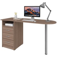 Письменный стол СитиМебель с 3 ящиками и хромированной ногой, ШхГ: 100х50 см, цвет: ясень шимо темный