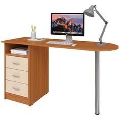 Письменный стол СитиМебель с 3 ящиками и хромированной ногой, ШхГ: 100х50 см, цвет: вишня оксфорд/дуб молочный