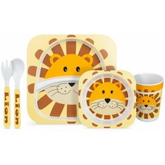 Набор детской посуды из бамбука Goodly Bamboo Лев, 5 предметов, эко посуда
