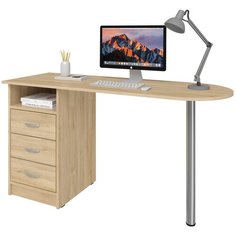 Письменный стол СитиМебель с 3 ящиками и хромированной ногой, ШхГ: 100х50 см, цвет: дуб сонома