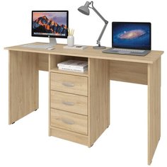 Письменный стол СитиМебель на два рабочих места с 3 ящиками, ШхГ: 160х50 см, цвет: дуб сонома